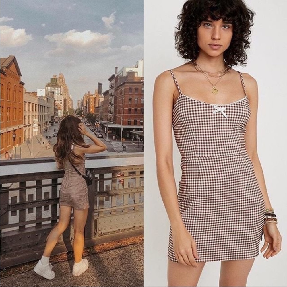Urban Outfitters Tahoe Stretch Gingham Mini Dress